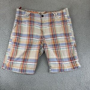 Robert Graham Shorts Mens 36 Multicolor Plaid Quilted Chino‎ Casual Preppy